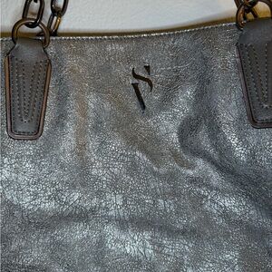 Bundle -  Gray Leather Handbag and Wallet